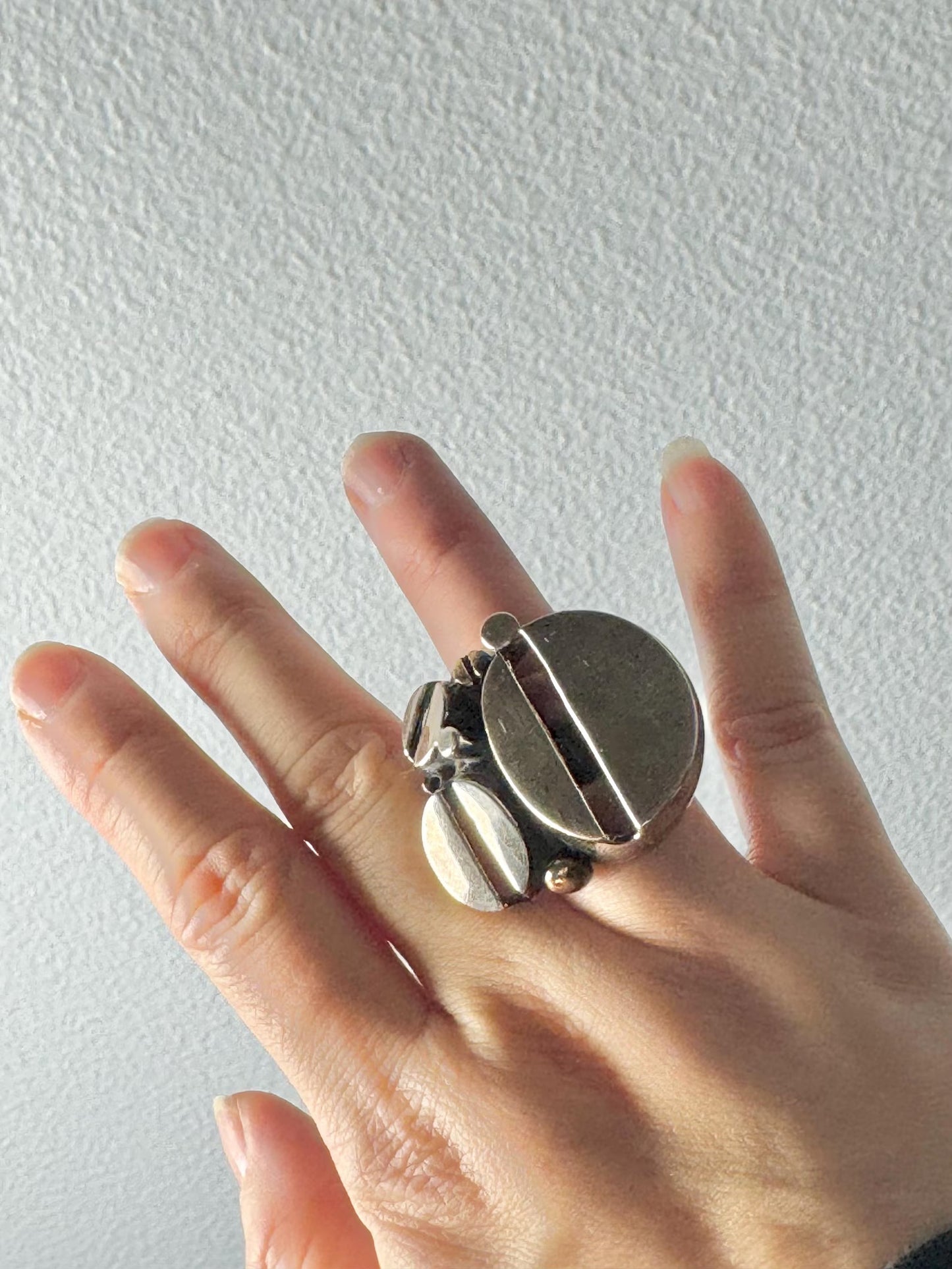 Signed Modernist Brutalist Bronze Ring by Jorma Laine for Turun Hopea, Finland 1970s