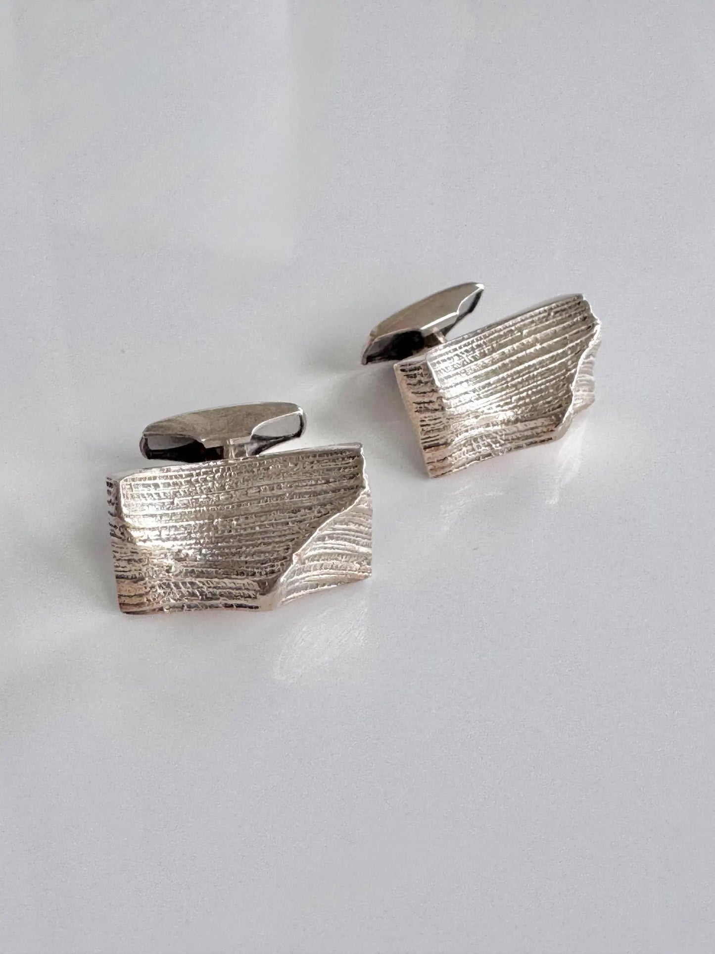 Vintage Modernist Sterling Silver Cufflinks by Martti Viikinniemi, Finland 1971