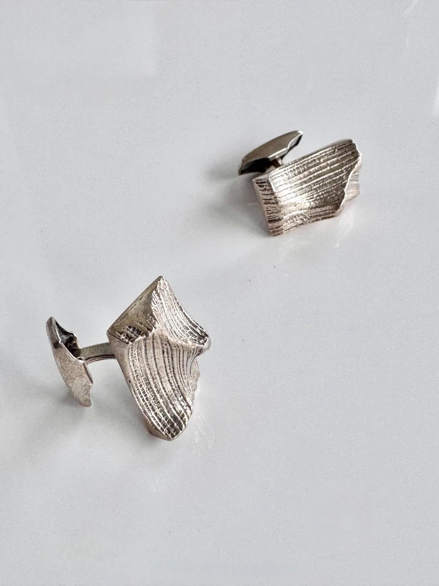 Vintage Modernist Sterling Silver Cufflinks by Martti Viikinniemi, Finland 1971