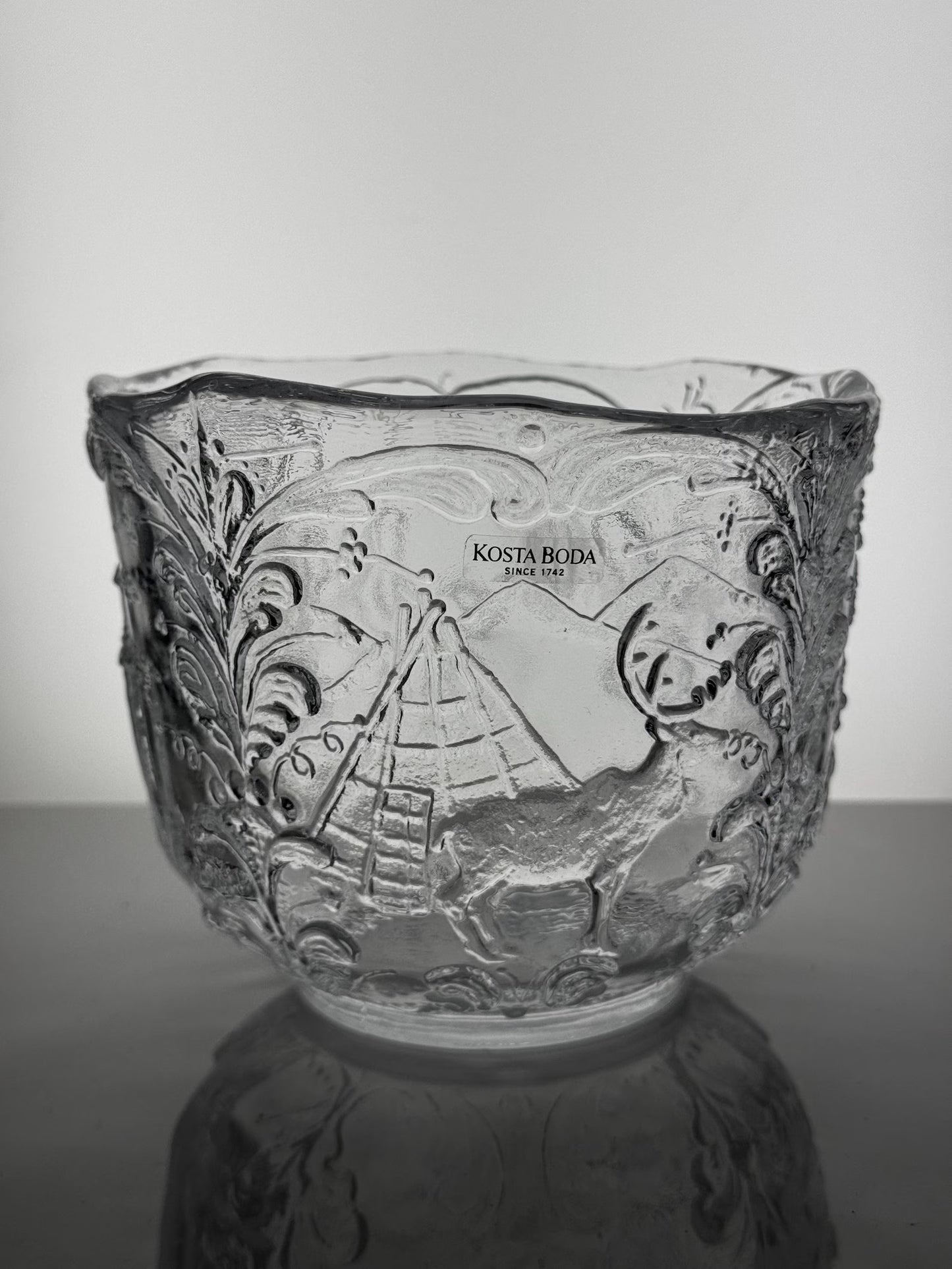 Vintage Kosta Boda 'Rhapsody' Glass Bowl / Flower Pot by Kjell Engman, Sweden 1970s