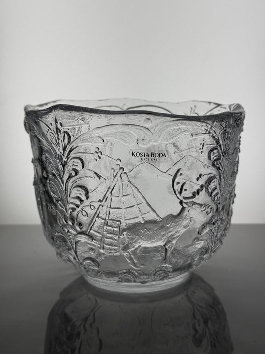 Vintage Kosta Boda 'Rhapsody' Glass Bowl / Flower Pot by Kjell Engman, Sweden 1970s