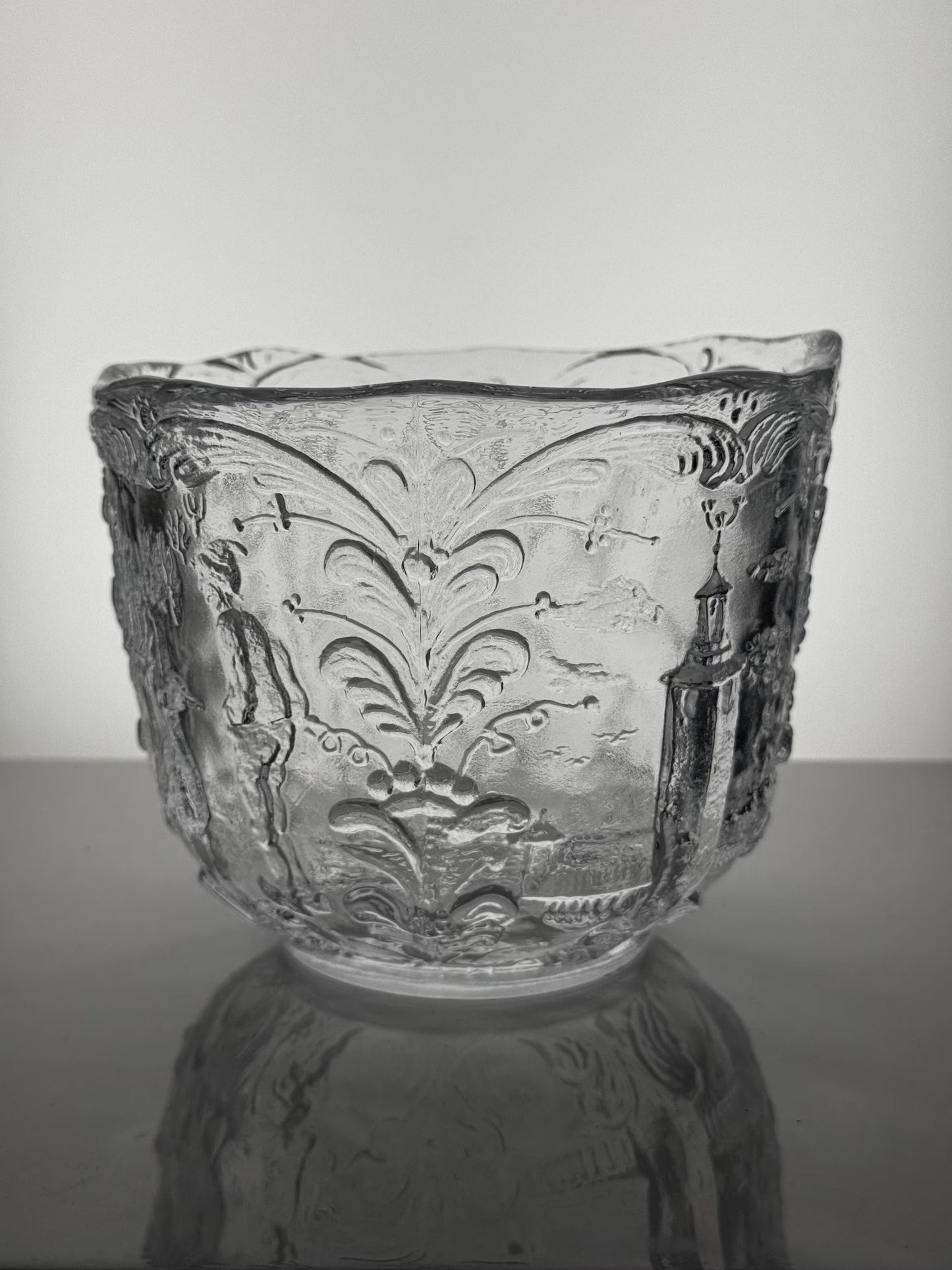 Vintage Kosta Boda 'Rhapsody' Glass Bowl / Flower Pot by Kjell Engman, Sweden 1970s