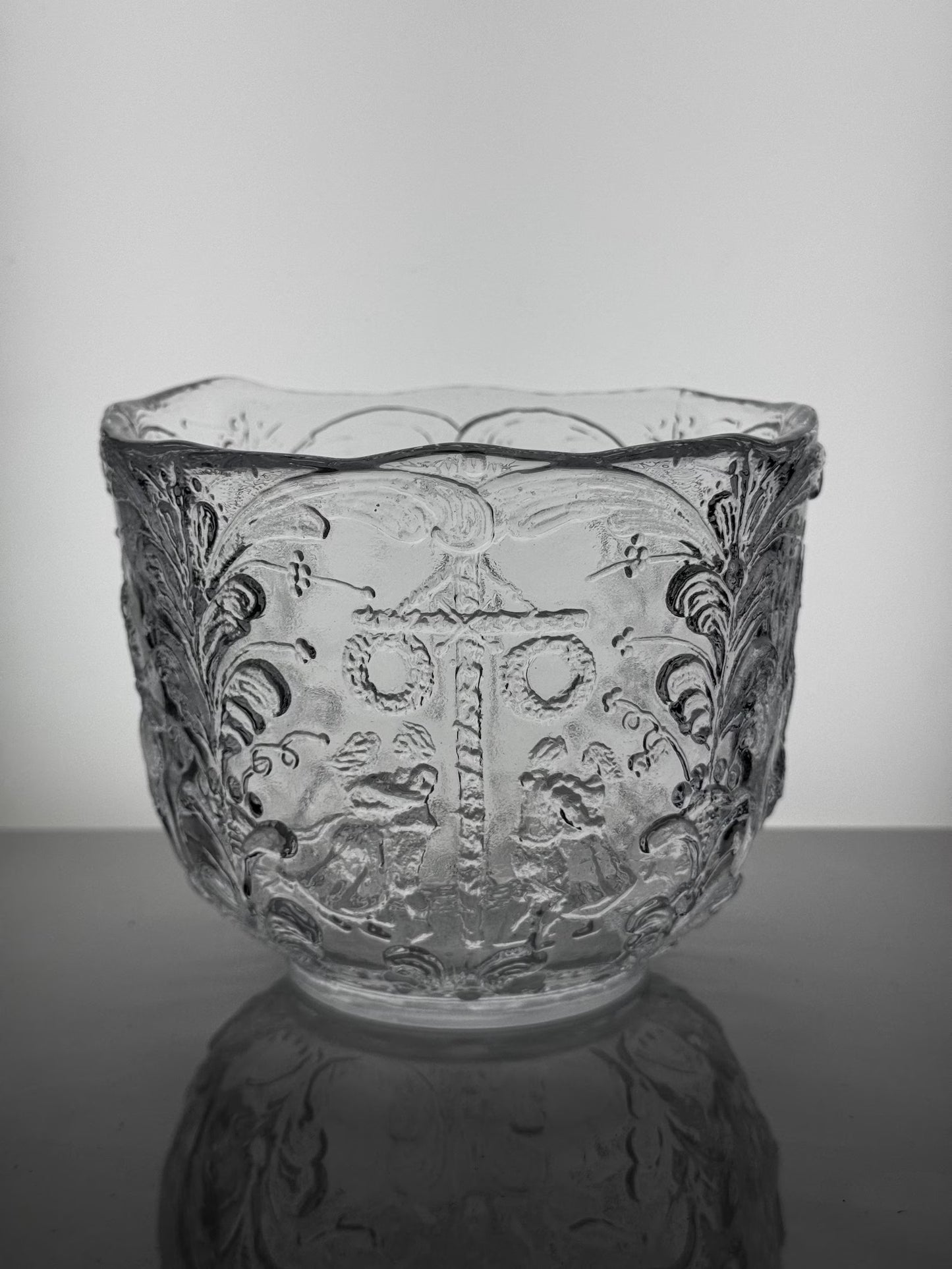 Vintage Kosta Boda 'Rhapsody' Glass Bowl / Flower Pot by Kjell Engman, Sweden 1970s