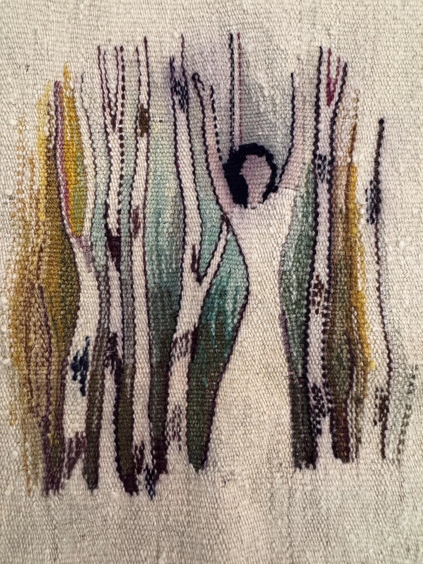 Vintage Finnish Handmade Wool Tapestry — Double-Sided Woven, 32×32 cm