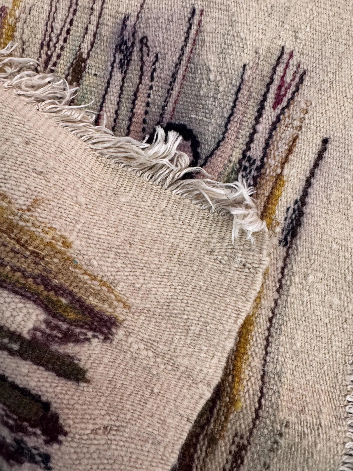 Vintage Finnish Handmade Wool Tapestry — Double-Sided Woven, 32×32 cm