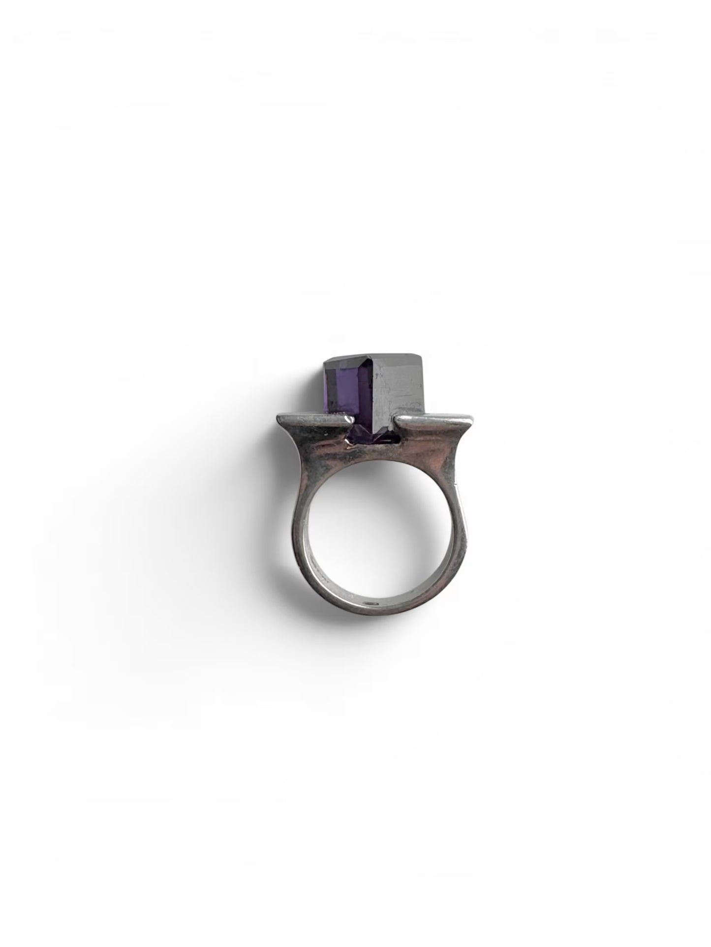 Modernist Statement Silver & Stone Ring — Large Solid Vintage Ring, Made in Finland