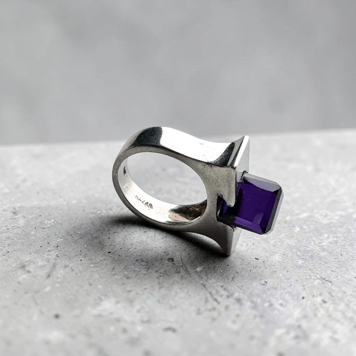 Modernist Statement Silver & Stone Ring — Large Solid Vintage Ring, Made in Finland