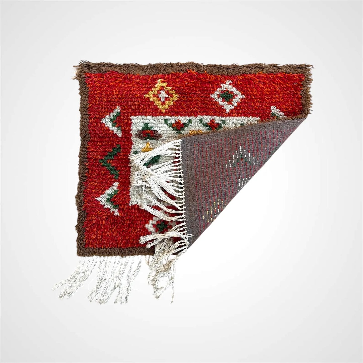 Vintage Finnish Rya Rug (Ryijy) 1960s – Mid Century Modern, Made in Finland