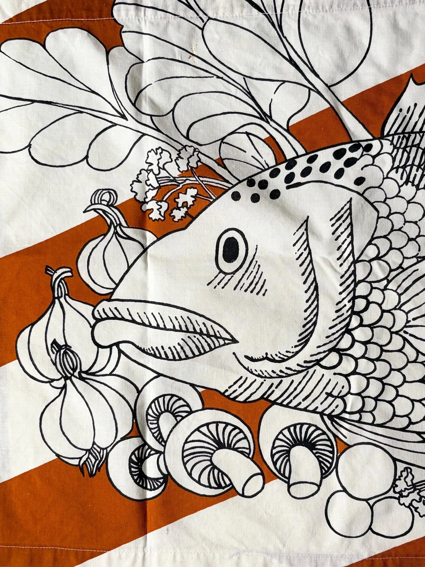 Rare Vintage Tampella 'Kuha' Cotton Curtain, Finland 1970s