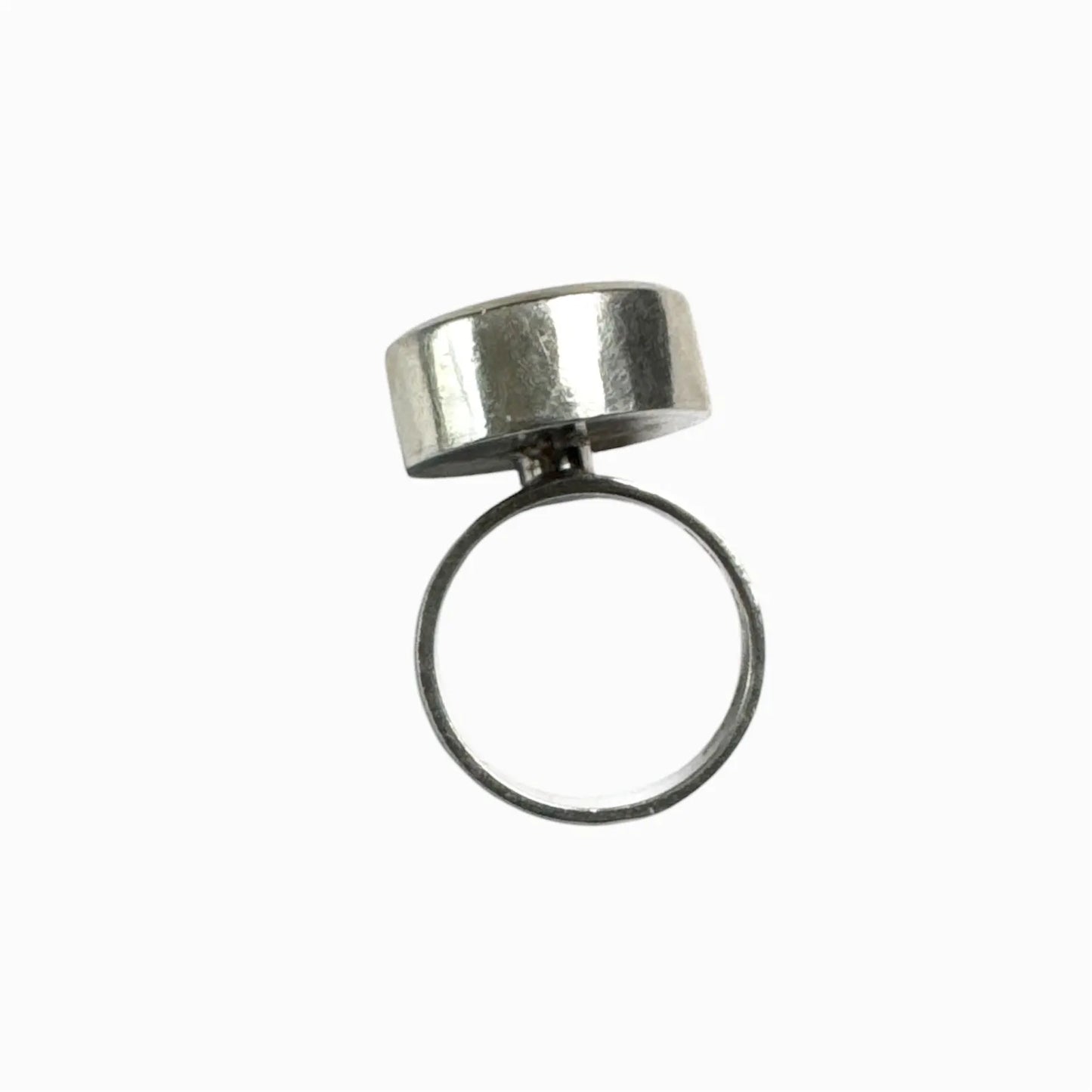 Rare Ibe Dahlquist Sterling Silver & Fossil Ring for Debe Form, Malmö Sweden 1966