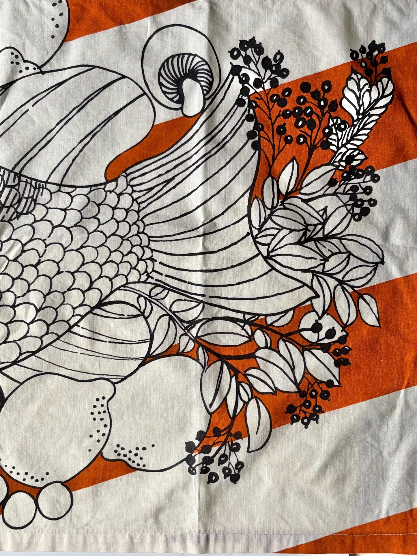 Rare Vintage Tampella 'Kuha' Cotton Curtain, Finland 1970s