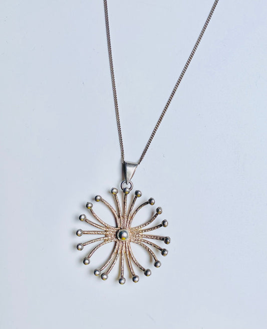 A wonderful Modernist Sterling silver pendant by Finnish goldsmith Pekka I Aulin in 1960s. Made in Finland