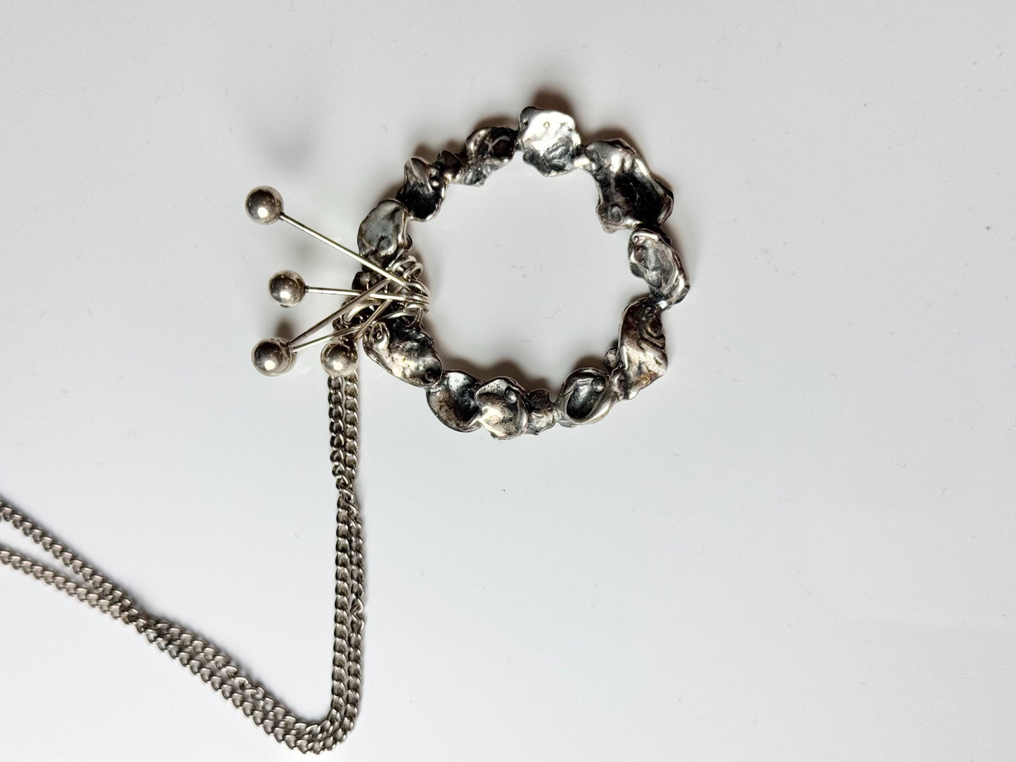 A very rare big contemporary sterling silver flexible pendant designed by jewelry designer Owe Johansson made in Finland in 1970s