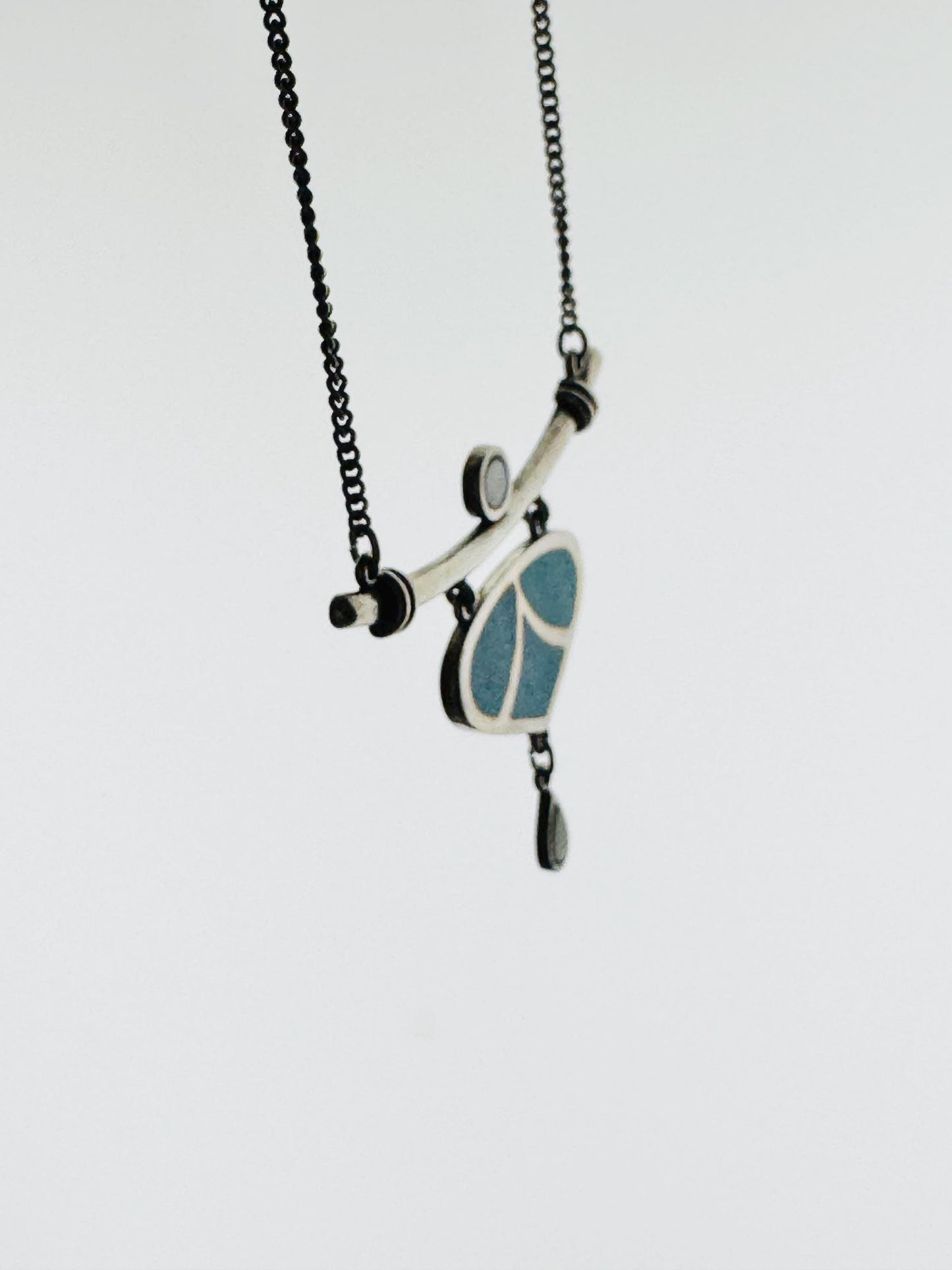 Signed Vintage Turquoise & sterling silver pendant from Mexico