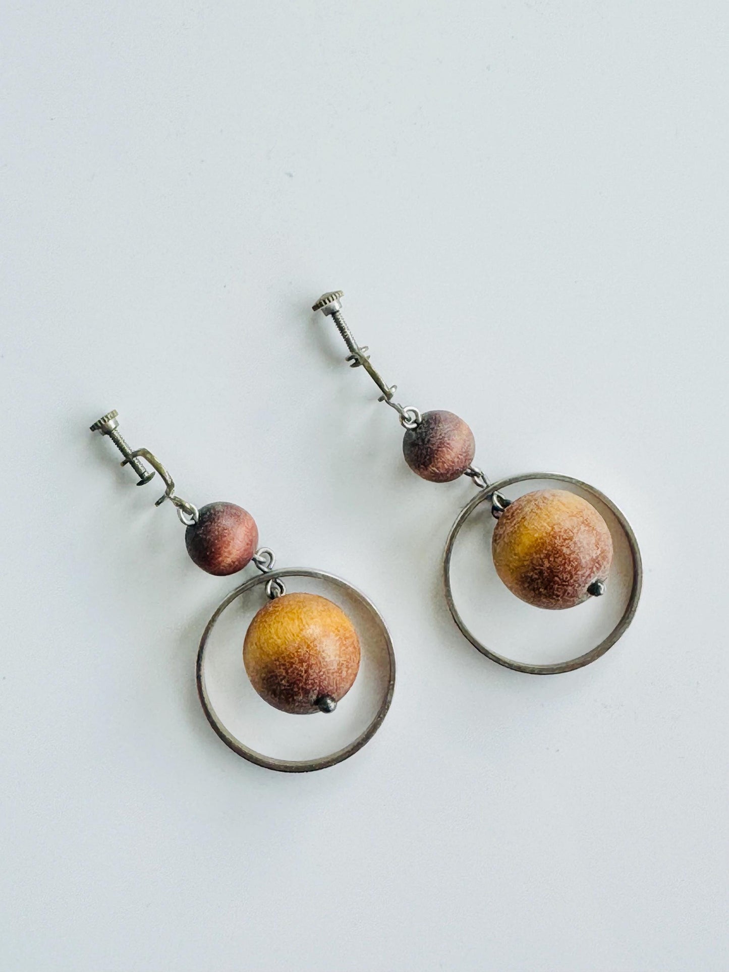 With stamp /Vintage Aarikka earrings designed by Kaija Aarikka in 1960s, made in Finland
