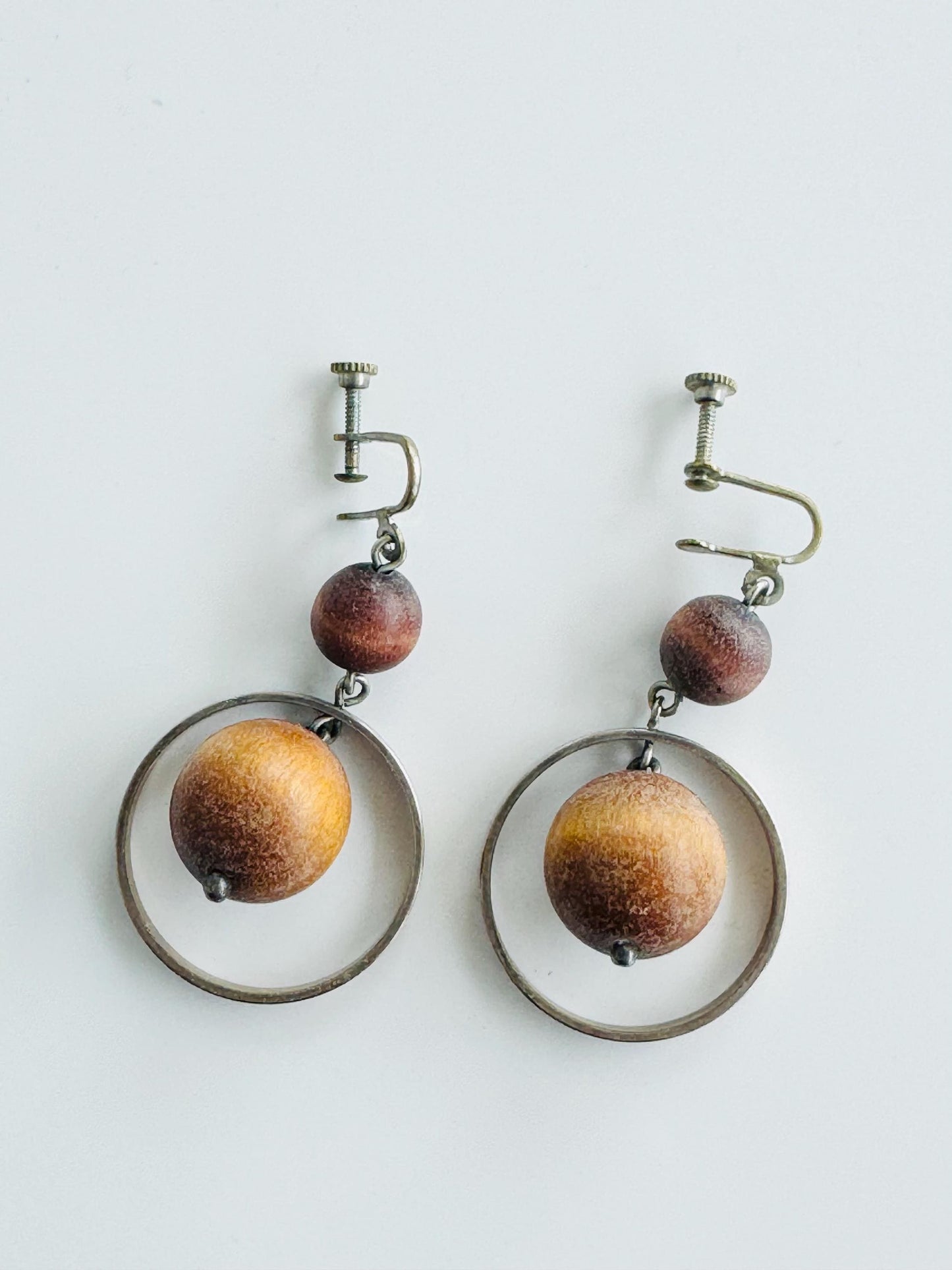 With stamp /Vintage Aarikka earrings designed by Kaija Aarikka in 1960s, made in Finland