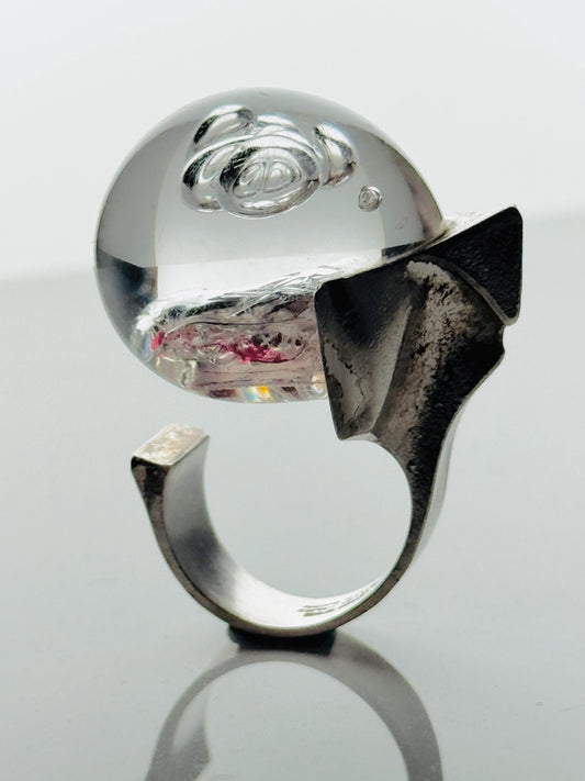 Original piece from 1973/Modernist /a wonderful statement piece/Rare Lapponia ring named Petrified Lake designed by Bjorn Weckström