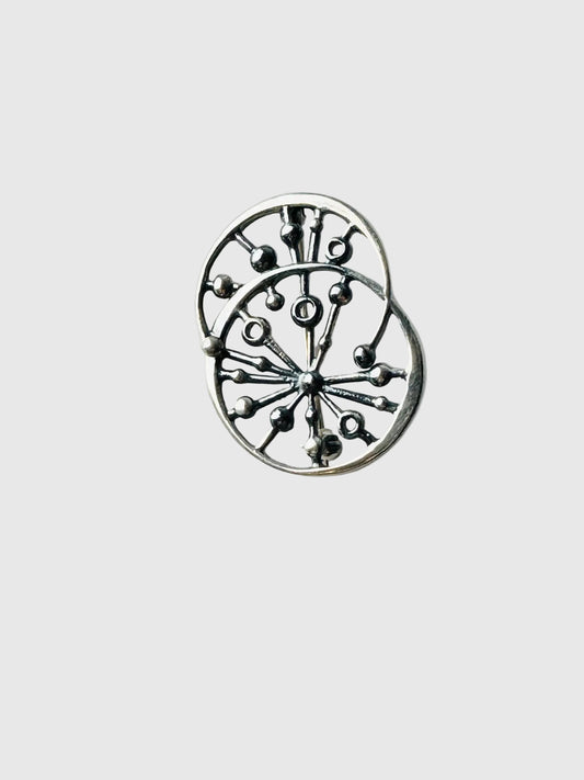 A rare mid-century modern Finnish  Sterling silver brooch, designed by Jorma Laine for Kultateollisuus Ky in 1971, Made in Finland