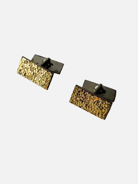 Very beautiful and fancy Vintage Modernist Elis Kauppi Kupittaan Kulta Gold gilded Sterling Silver Cufflinks, Turku, 1965, Made in Finland